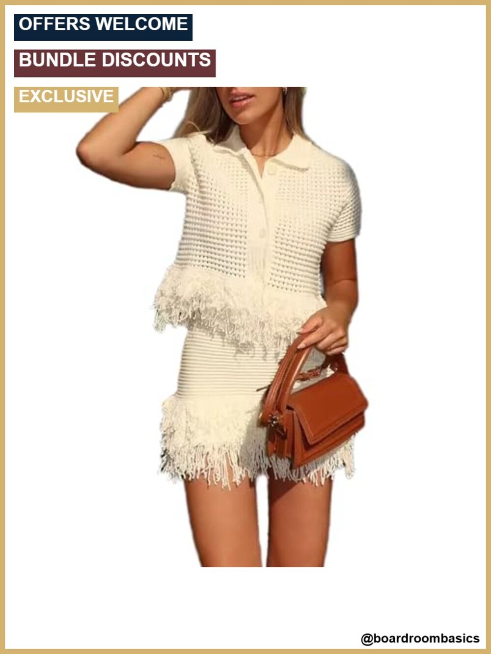 2 Piece Skirt Set Short Sleeve Crochet Knit Top Mini Skirt Vacation Outfit